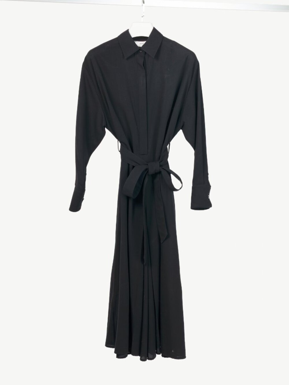 AMI Black Wool-Crepe Belted Cropped Jumpsuit